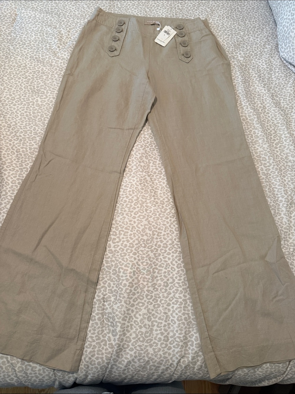 Banana Republic Olive-Tan Wide Leg Pants with Button Tabs